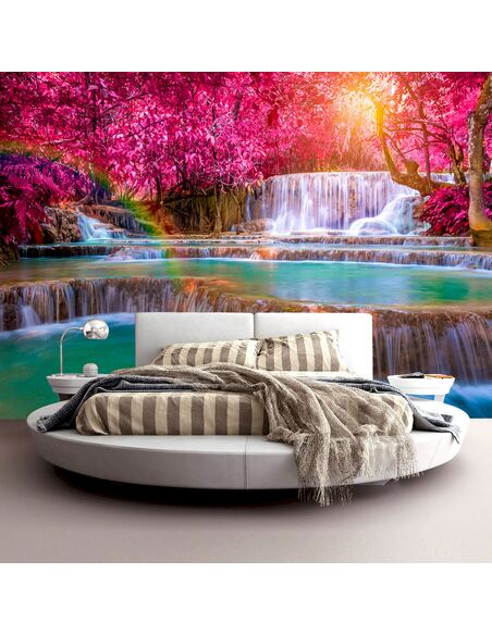 Papier peint adhésif Cascades roses | Artgeist | Rose, turquoise, brun, blanc