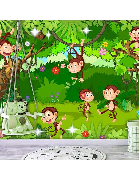 Papier peint adhésif Astuces de singe | Artgeist | Vert