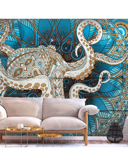 Papier peint adhésif Pieuvre zen | Artgeist | Bleu et beige