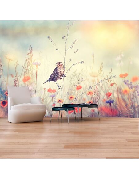 Papier peint adhésif Oiseau des champs | Artgeist | Jaune et beige