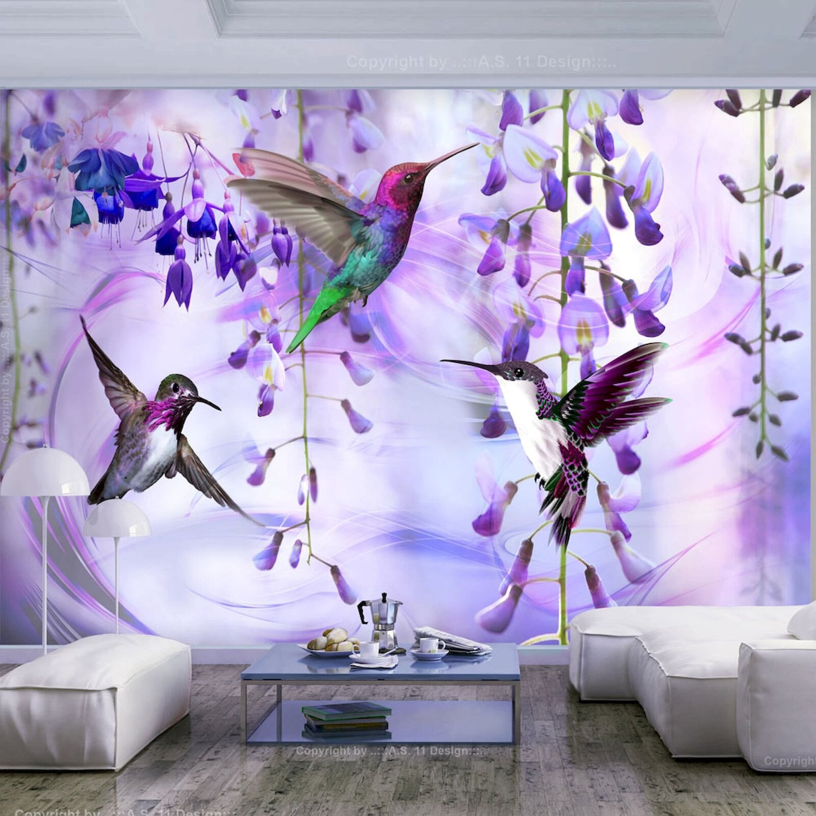 Papier Peint 3D Autocollant – Fleur Violette R1635, Motif Amovible Et Coloré Pour Toutes Les Pièces