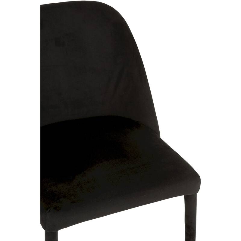 Gros plan sur le dossier et l'assise en tissu noir de la chaise Gentry
