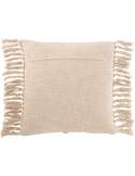 Dos du coussin Altoon en coton beige, uni, avec franges sur les bords