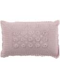 Coussin Columbiax en coton rose, motif crocheté et fleurs en relief