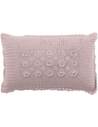 Coussin Columbiax en coton rose, motif crocheté et fleurs en relief