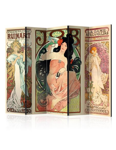 Paravent 5 volets Alphonse Mucha. Femmes II [Séparateurs de pièce]
