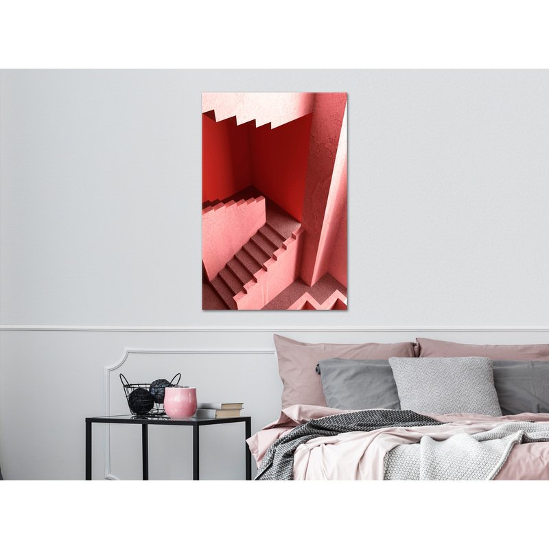 Tableau Escaliers vers nulle part accroché dans une chambre au-dessus du lit