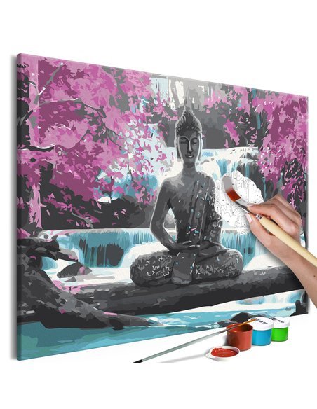 Tableau à peindre soi-même Buddha and Waterfall
