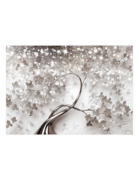 Papier Peint Intissé Tadessi – Motif Arbres Et Feuilles M1-No.1356 – Gris/blanc, 53 Cm × 10,05 M