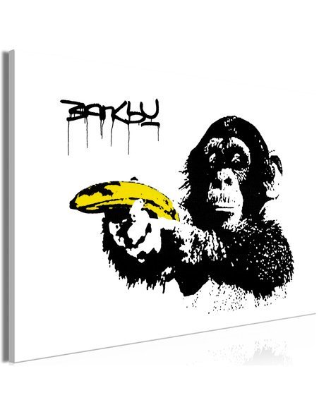 Tableau Banksy : Singe à la banane (1 partie) Wide