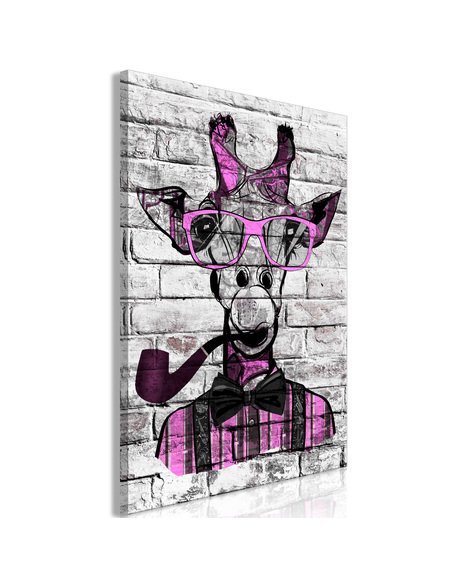 Tableau Girafe avec Pipe (1 Partie) Vertical Rose