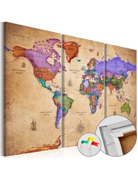 Tableau en liège Colourful Travels (3 Parts)