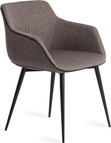Fauteuil rembourré en tissu avec structure en acier.