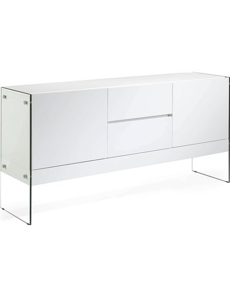 Buffet en dm avec latéraux en verre