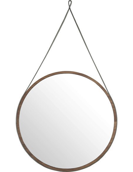 Miroir rond en cadre en noyer