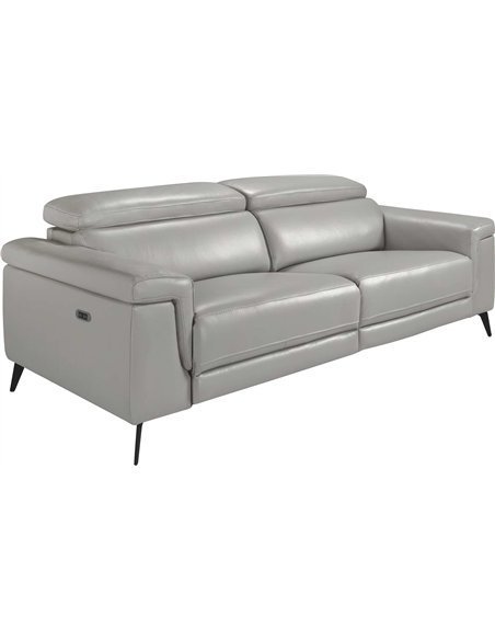 Canapé 3 places recouvert de cuir de vachette avec structure en bois de pin naturel, appuis-tête articulés indépendants et deux 