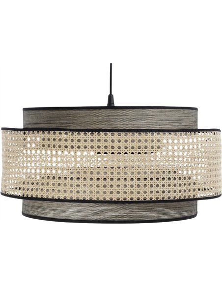 Suspension Extérieur en rotin, intérieur en tissu structuré gris foncé | BPS Koncept |