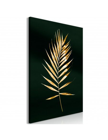 Tableau Sophisticated Leaf Vertical | Artgeist | Or, Noir