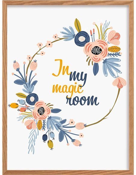 Tableau cadre bois clair Fleurs magiques | YellowTipi | Multicolore cadre Bois clair