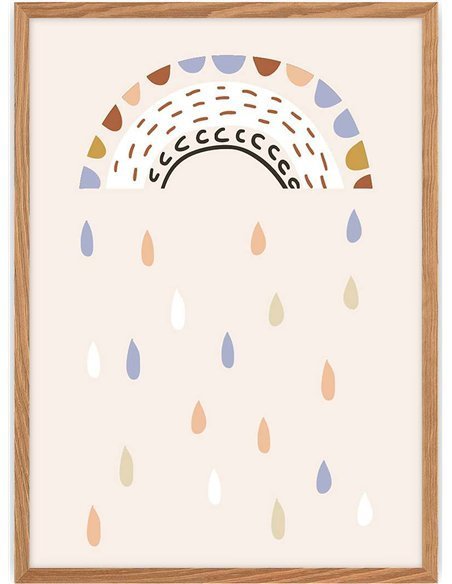 Tableau cadre bois clair Image arc-en-ciel Zoo Party | YellowTipi | Multicolore cadre Bois clair