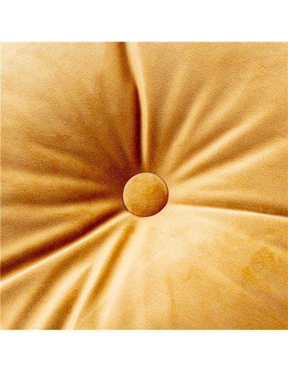 Oreiller rond en velours | YellowTipi | Jaune Moutarde
