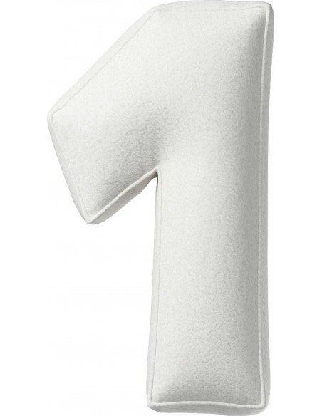 Coussin tissu boucle chiffre 1 | YellowTipi | Blanche