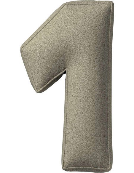 Coussin tissu boucle chiffre 1 | YellowTipi | Beige Foncé