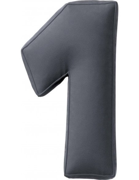 Coussin en velour chiffre 1 | YellowTipi | Gris Graphite