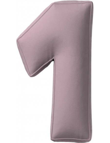 Coussin en velour chiffre 1 | YellowTipi | Rose Poussiéreux