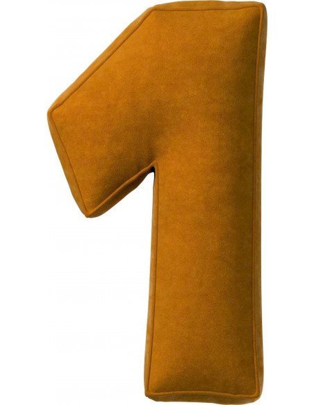 Coussin en velour chiffre 1 | YellowTipi | Jaune Moutarde