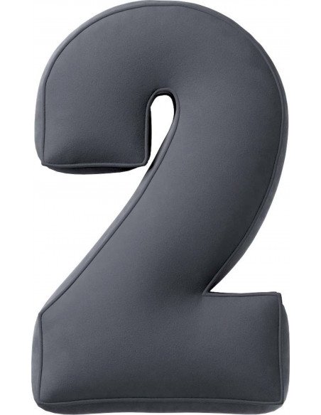 Coussin en velour chiffre 2 | YellowTipi | Gris Graphite