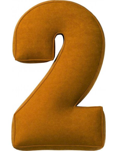 Coussin en velour chiffre 2 | YellowTipi | Jaune Moutarde