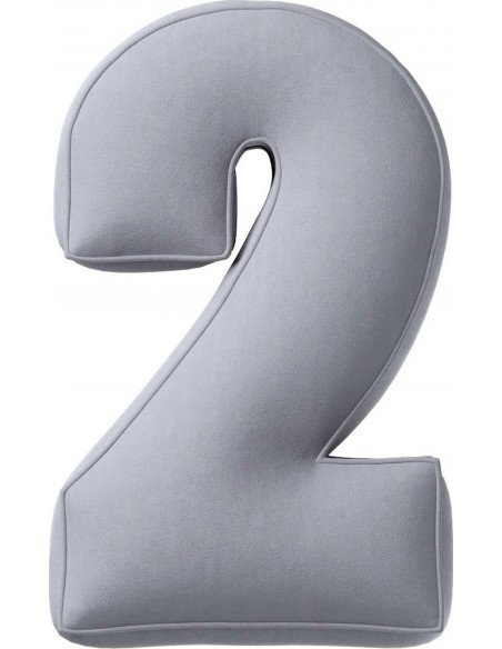 Coussin en velour chiffre 2 | YellowTipi | Gris