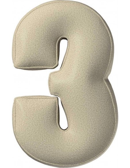 Coussin tissu boucle chiffre 3 | YellowTipi | Beige Clair