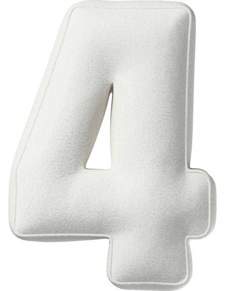 Coussin tissu boucle chiffre 4 | YellowTipi | Blanche