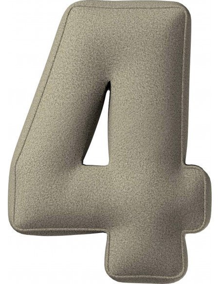 Coussin tissu boucle chiffre 4 | YellowTipi | Beige Foncé