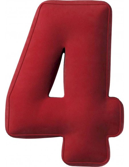 Coussin en velour chiffre 4 | YellowTipi | Rouge Cerise