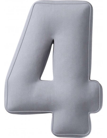 Coussin en velour chiffre 4 | YellowTipi | Gris
