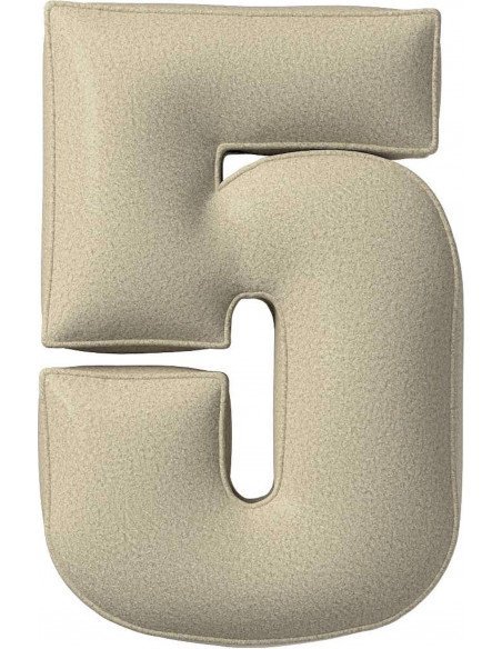 Coussin tissu boucle chiffre 5 | YellowTipi | Beige Clair
