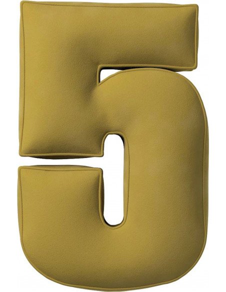 Coussin en velour chiffre 5 | YellowTipi | Olive Verte