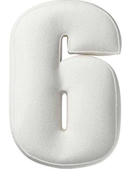 Coussin tissu boucle chiffre 6 | YellowTipi | Blanche