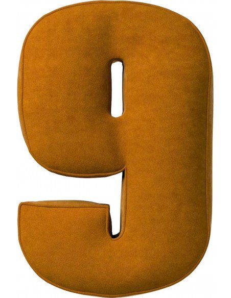 Coussin en velour chiffre 9 | YellowTipi | Jaune Moutarde