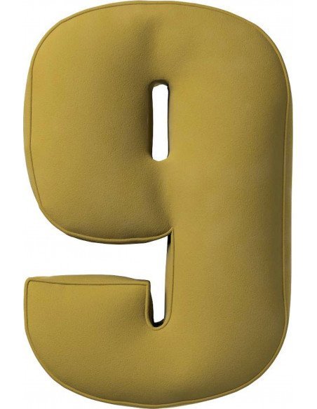 Coussin en velour chiffre 9 | YellowTipi | Olive Verte
