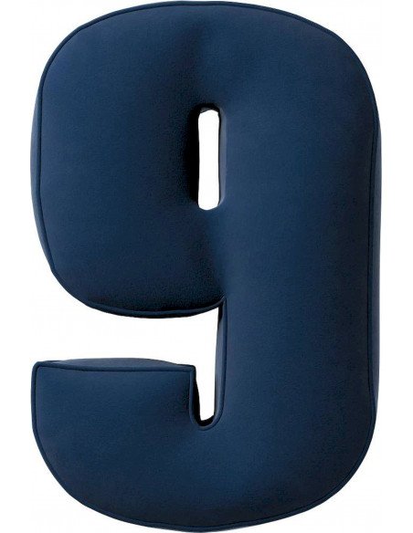 Coussin en velour chiffre 9 | YellowTipi | Bleu Marine