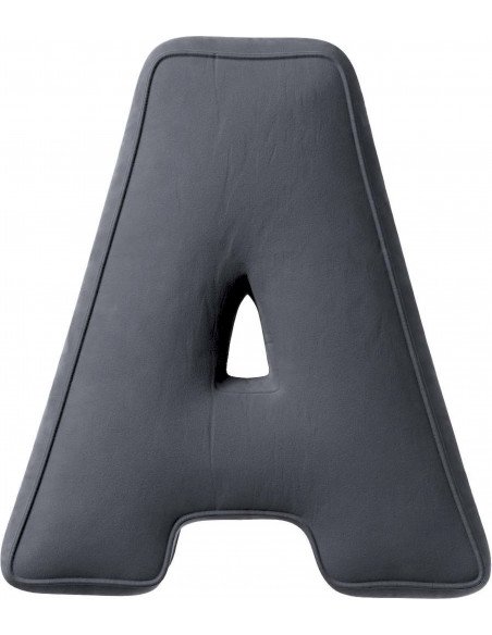 Coussin en velour Lettre A | YellowTipi | Gris Graphite