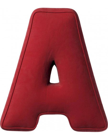 Coussin en velour Lettre A | YellowTipi | Rouge Cerise