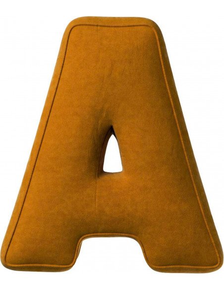 Coussin en velour Lettre A | YellowTipi | Jaune Moutarde