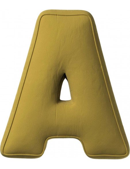 Coussin en velour Lettre A | YellowTipi | Olive Verte