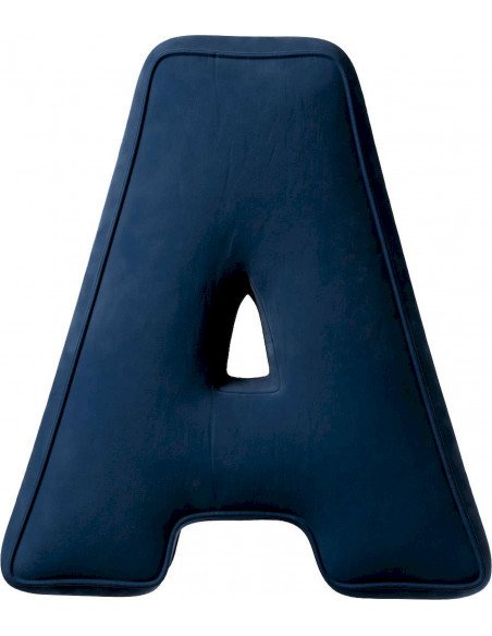 Coussin en velour Lettre A | YellowTipi | Bleu Marine