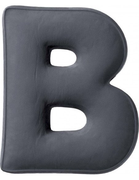 Coussin en velour Lettre B | YellowTipi | Gris Graphite